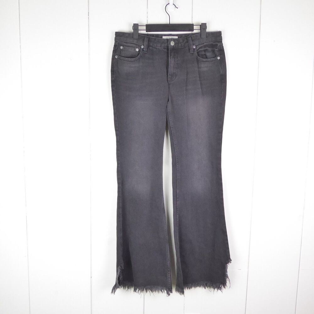 Free People‎ Jeans Womens SZ 28 Vintage Flared Raw Hem Slim Fit Mid Rise Grunge